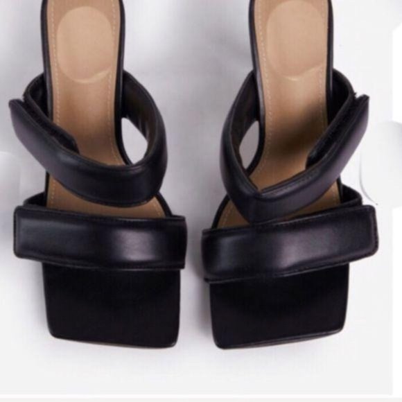 Padded Adjustable Velcro Square Toe Mules in Black - Picture 3 of 9